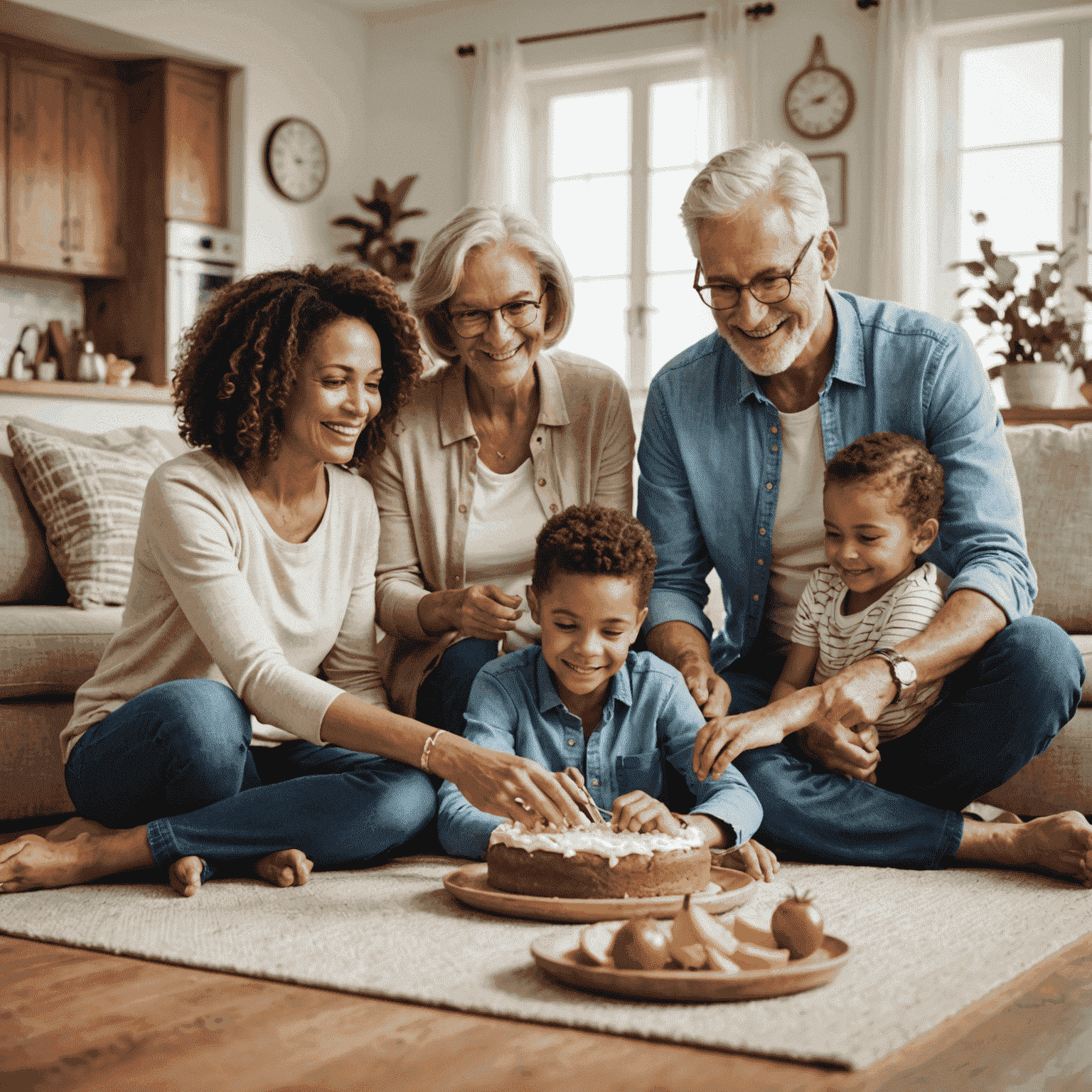 Happy multigenerational family enjoying time together in their home